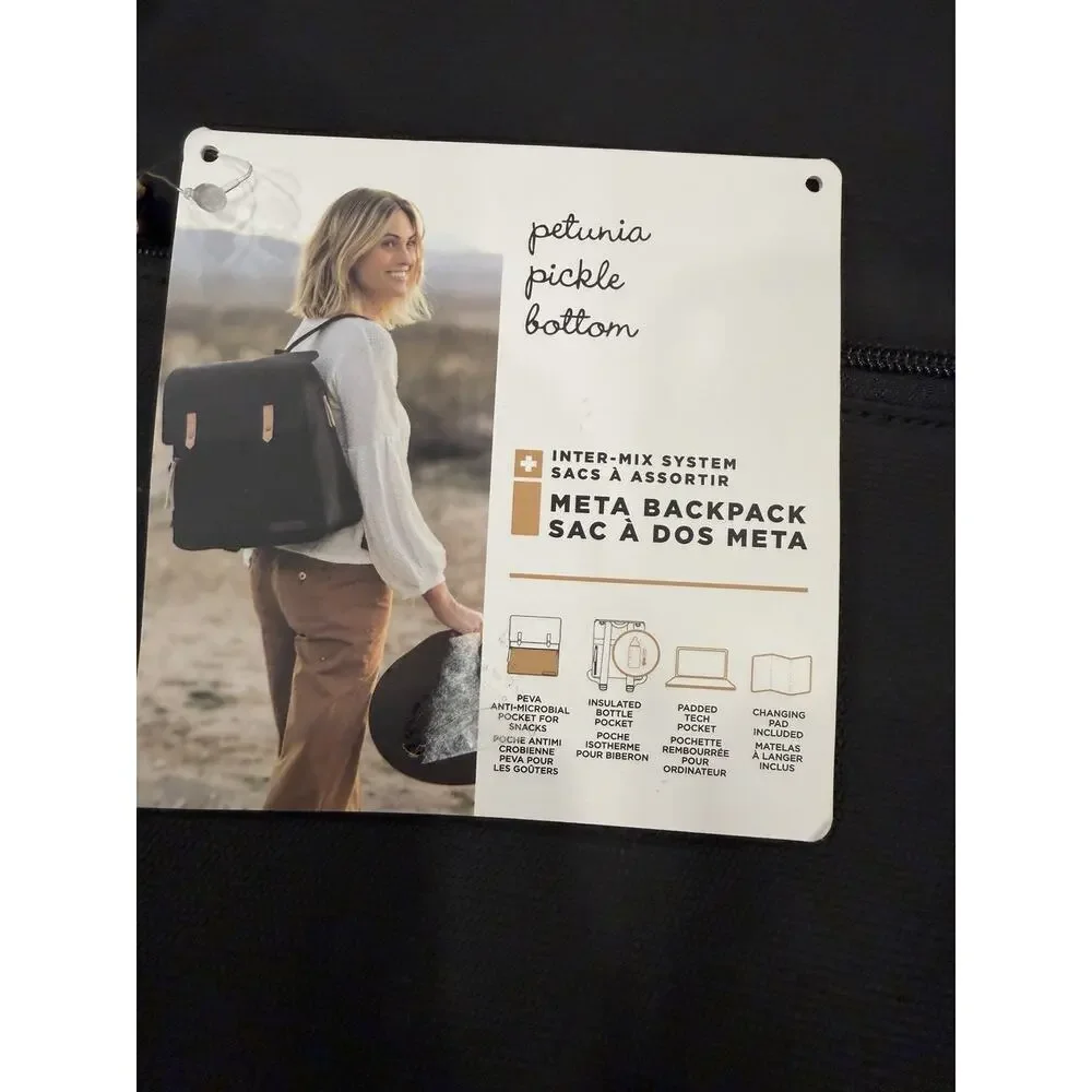Petunia Pickle Bottom Meta Backpack in Black Matte Canvas Diaper Bag NWT READ
